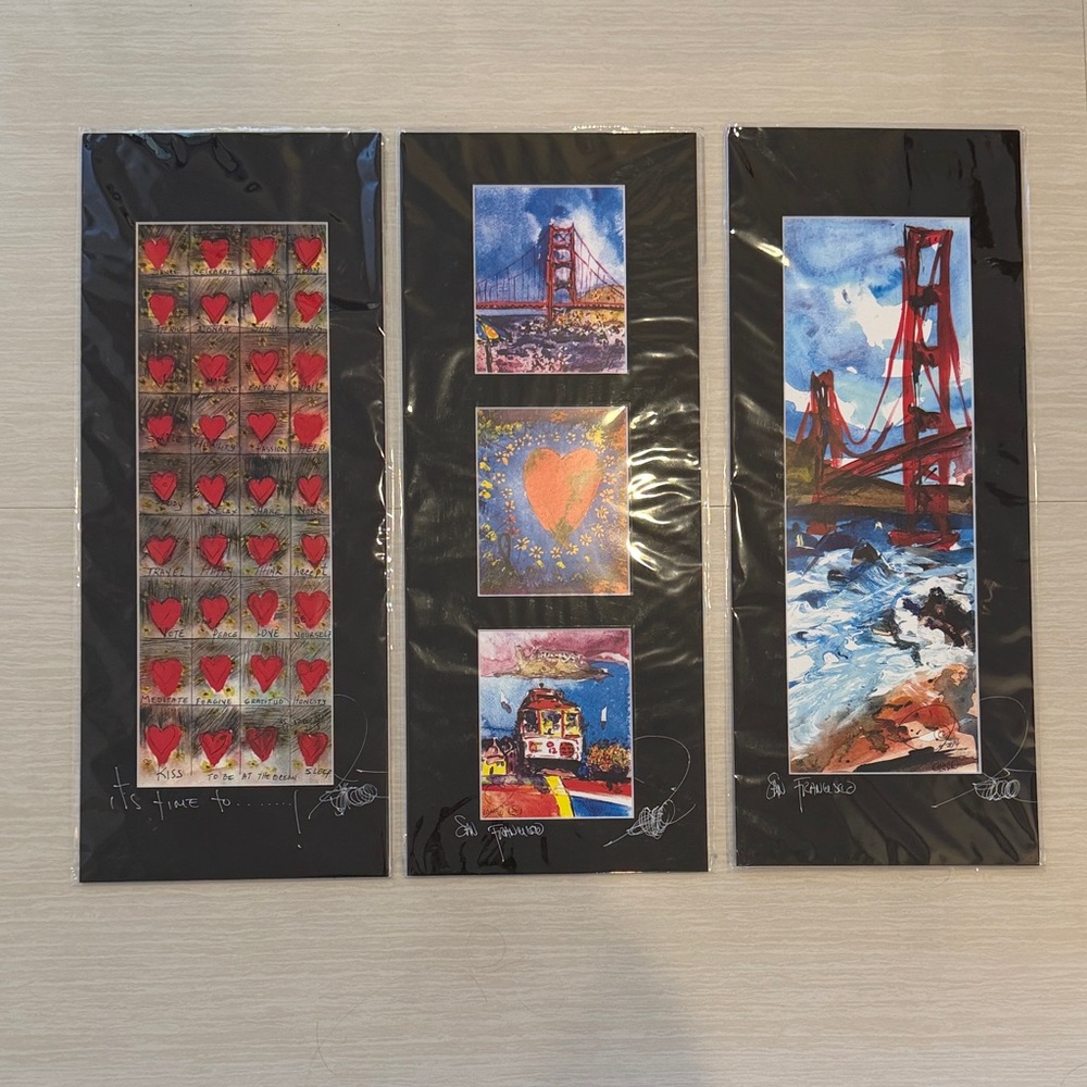 San Francisco Art Prints with Heart and Bridge Motifs